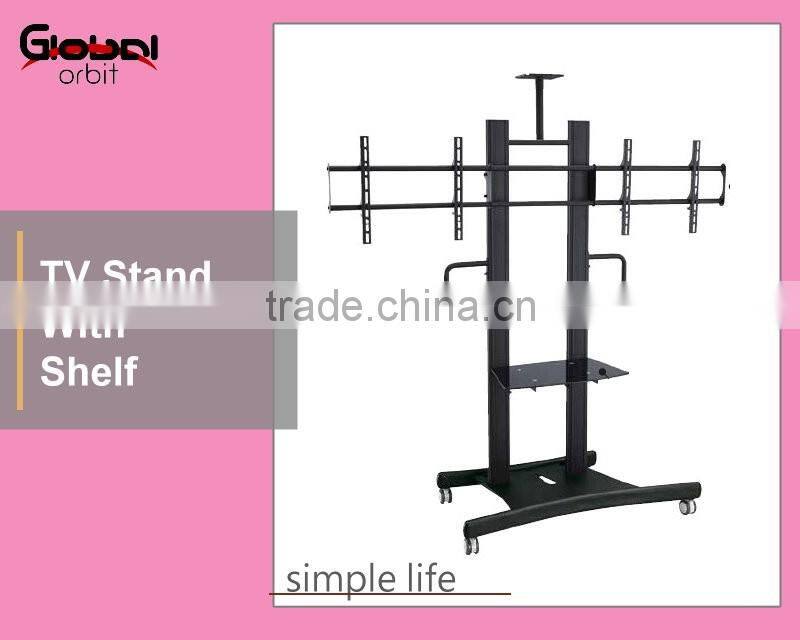 Rotate LCD TV screen holder floor stand cart with adjustable projector rack