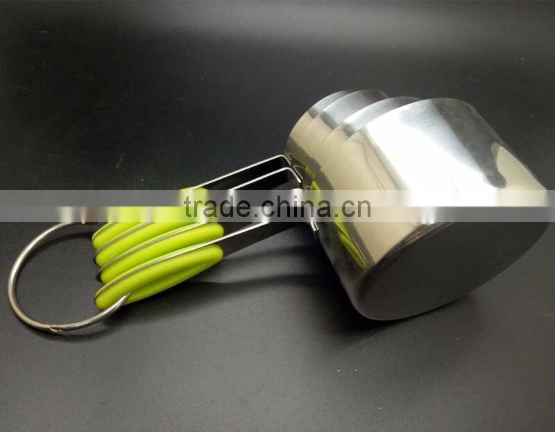 4 Pieces Stainless Steel Measuring Cups and Spoons Set with Silicone Handle Grip for baking accessories