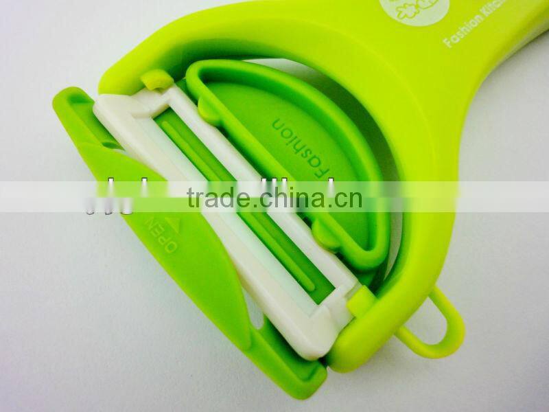 hot selling plastic handle magnet protector Y ceramic peeler in green