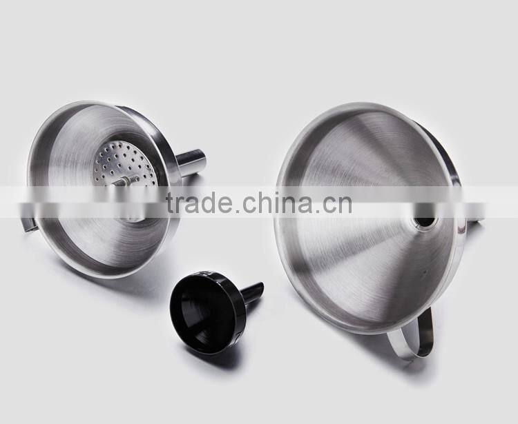 stainless steel funnel with removable strainer /metal funnel in different size