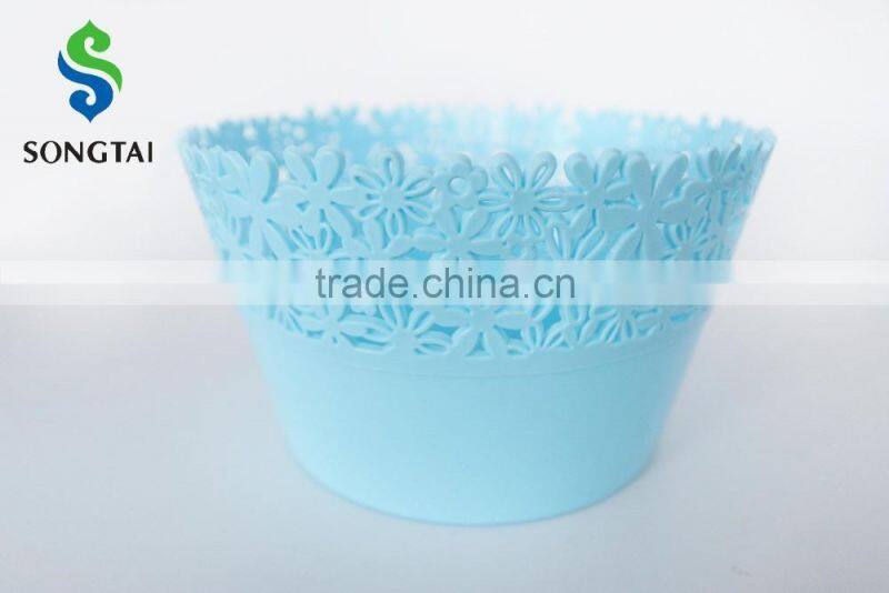 2016 New Style plastic pp circular fruit basket with sunflower