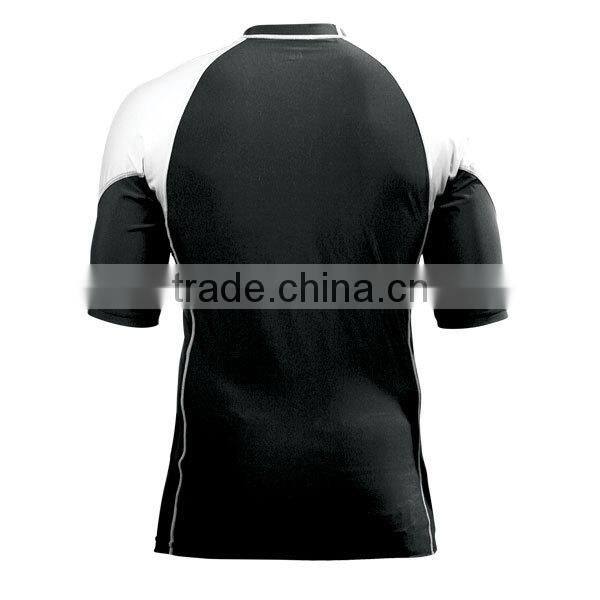 Wholesales Short Sleeve Grappling Rash Guard Red/Black Nylon/Lecra