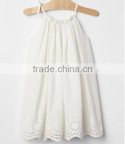 Eyelet Border Dress Pretty Floral Print Baby Kid Dress Gril Dresses HSD5152