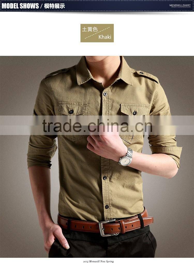 Military style dress shirt , 2016 Latest Shirts for men, 100% cotton western style dress shirt