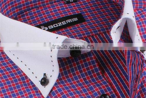 Slim fit shirt for man contrast button down collar checks shirts men