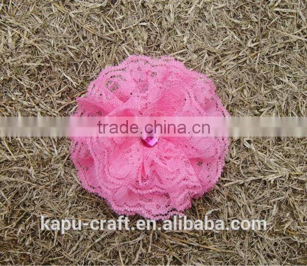 Fancy pink flower lace artificial vintage lace flowers handmade