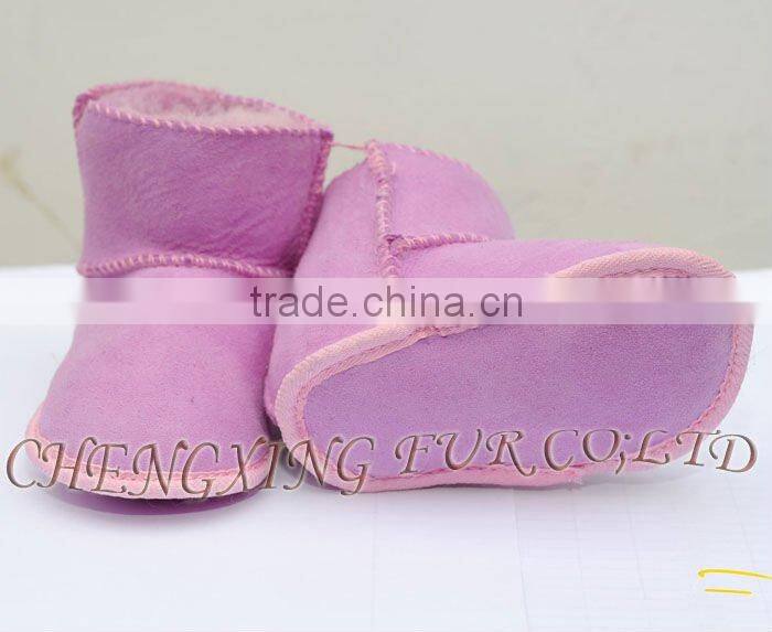 CX-SHOES-06D Genuine Sheared Sheep Skin Leather Baby Shoes