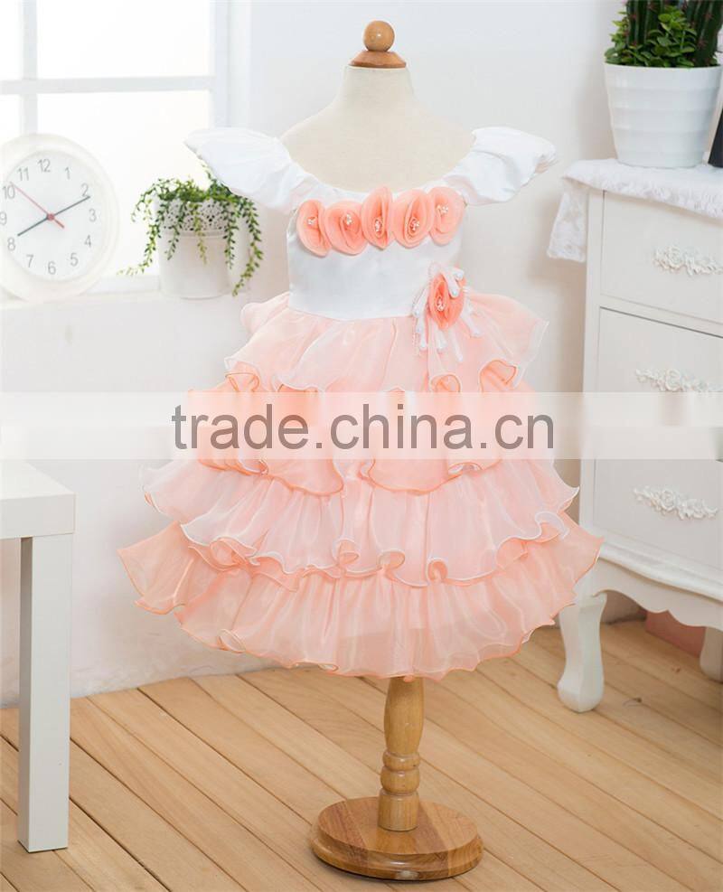 MGOO Custom OEM 2015 Kids Tutu Dress for Evening Banquets Formal Ruffles Multi-Layers Champagne Baby Dress Princess Christmas