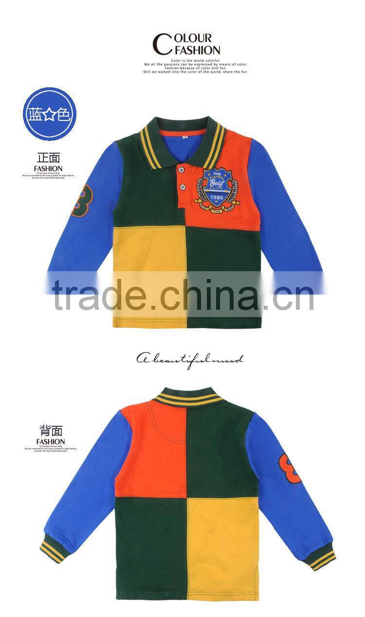 Guangzhou Factory Children Boys Long Sleeved Polo Shirt Wholesale Kid Tops Tees Uniforms