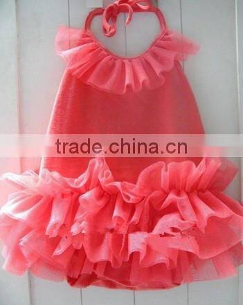 2015 Latest fashion summer lovely baby swing outfits cotton with dot ruffles romper baby girls dresses