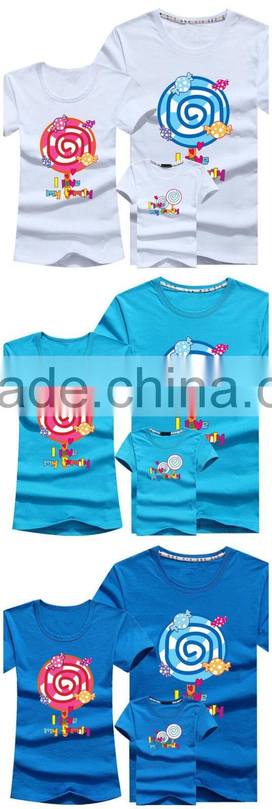 Wholesale Printing Bule Family Matching T-Shirt