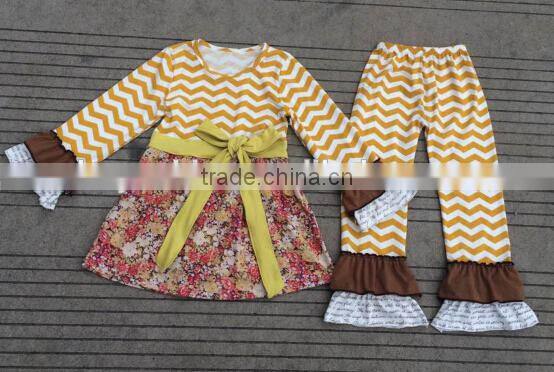 2016 summer fall boutique girl easter chevron girl outfit giggle moon girl remake ruffles clothing set summer wear cater outfit