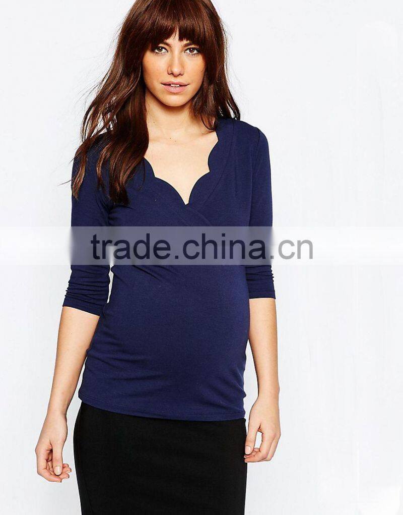 Comfortable fashion short sleeve knitted fabric maternity clothes