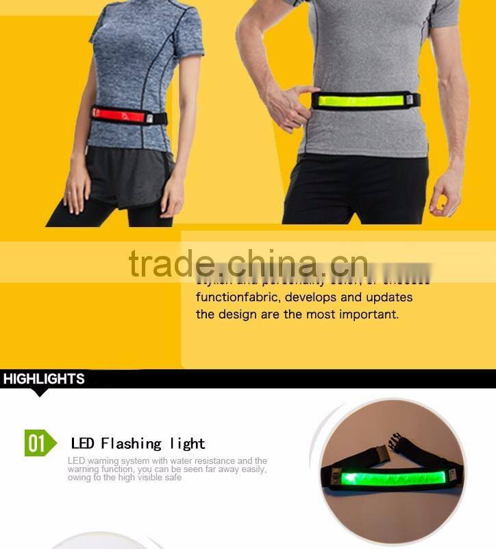 LED reflective running waist band sport belt