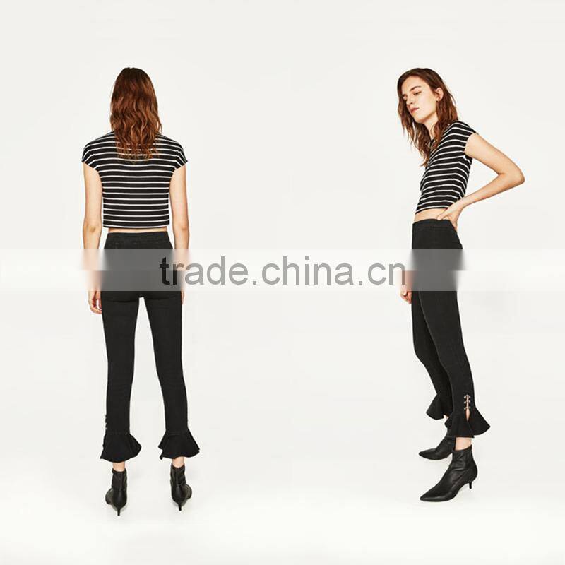 2017 Round neck short sleeves striped T-shirt women sexy midriff tank tops