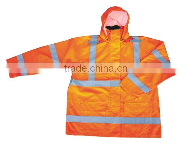 High visibility safety wear Mens reflective rainwear with EN20471