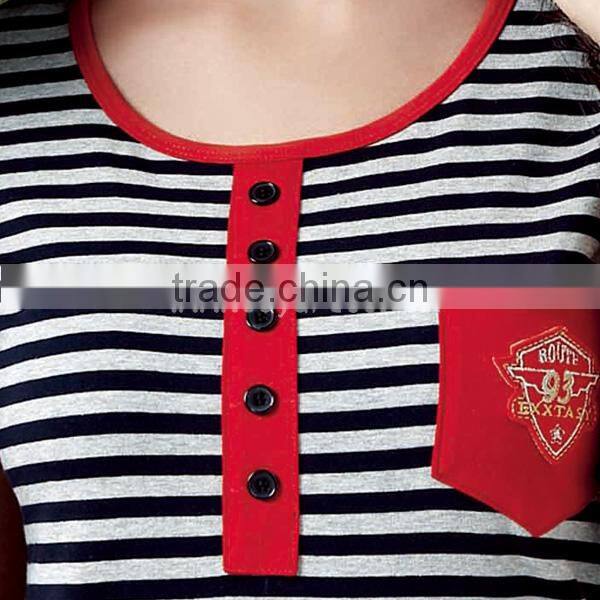 2014 New fashion yarn dyed striped women pajamas