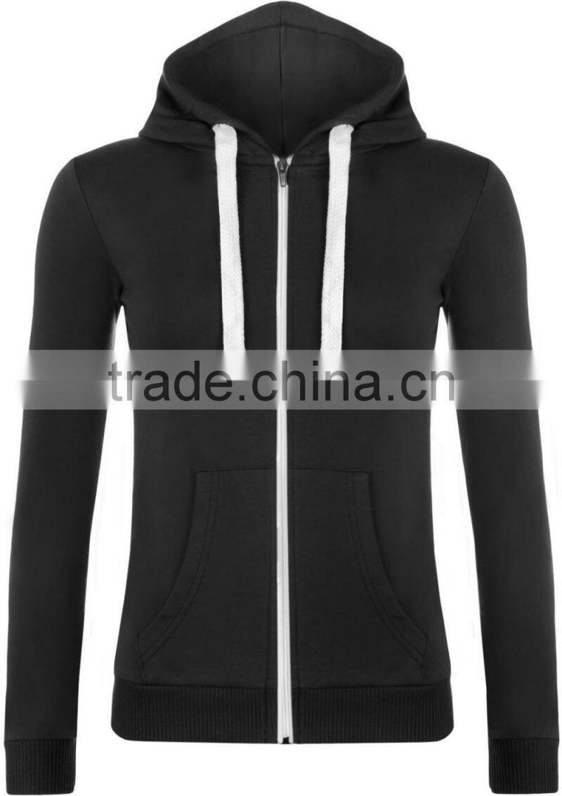 Women's Hoodies Pocket Zip-up Pure Color Blouse