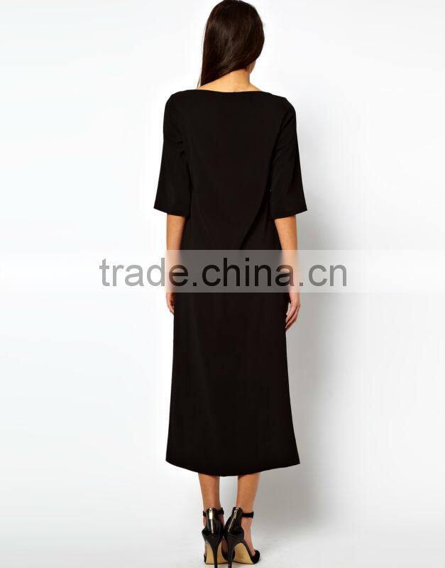 Shift Dress With Stepped Hem