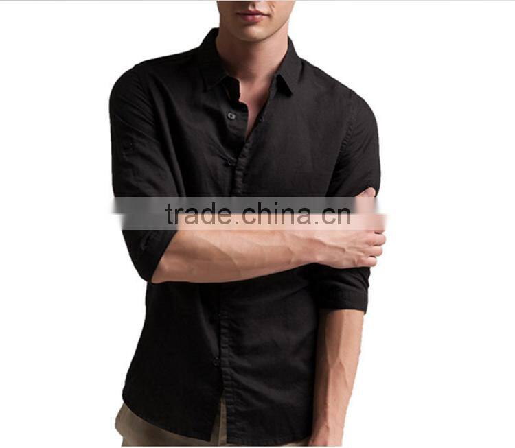 retro solid color the Chinese dress buttons three quarter sleeve fashionable t shirt for men