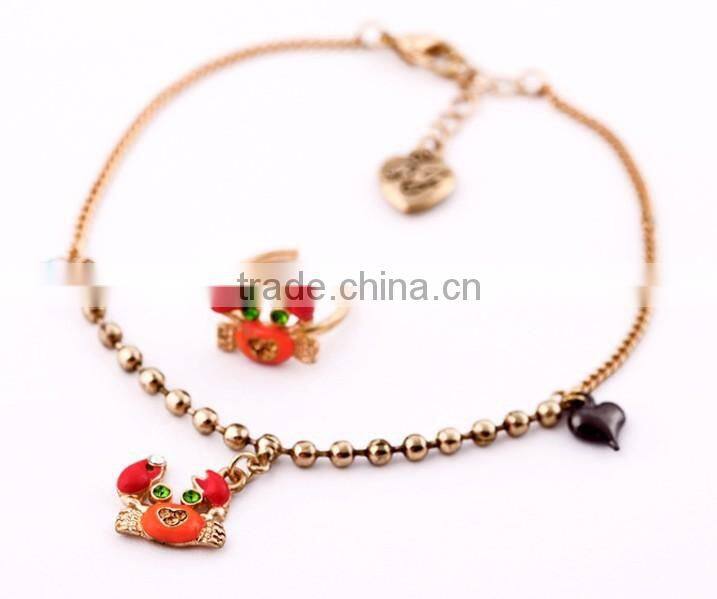 Fashion Chain Anklets with Foot Toe Ring Anklets for Foot,Fashion Jewelry Sets Crab Foot Chain and Toe Ring
