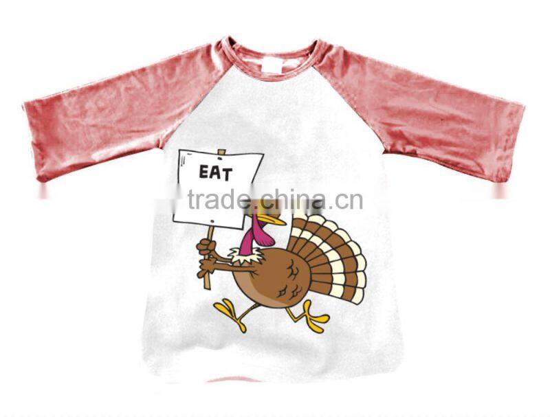 2017wholesale Fashion clothing cute Printing Girls boys turkey tops