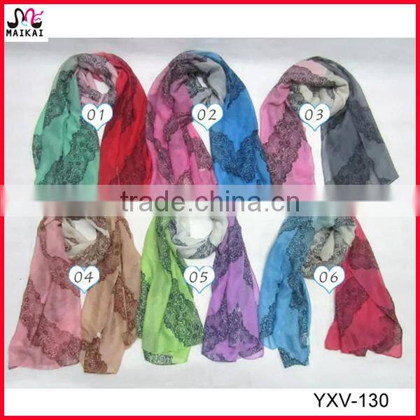 Beautiful paisley and floral print voile fabric wholesale scarf