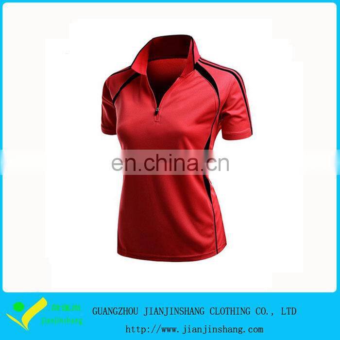 Classical Design Dri Fit Stand Collar Slim Fitted Woman's Golf Shirt Wholesale