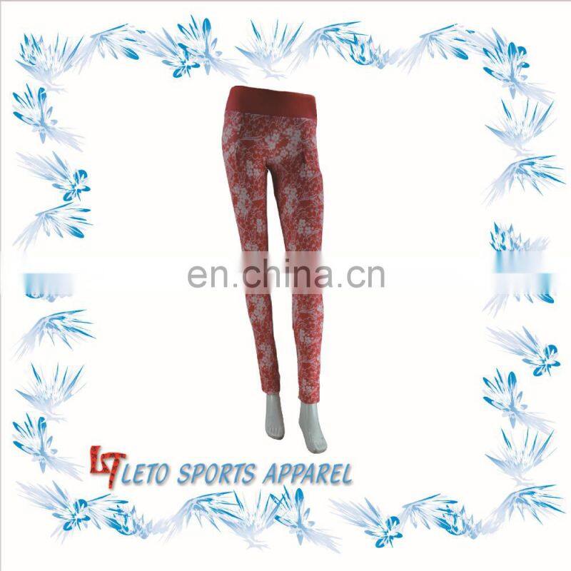 Flower Print High Waist Stretch Fitness Long Pencil Pants Leggings Trousers For Ladies&Girls
