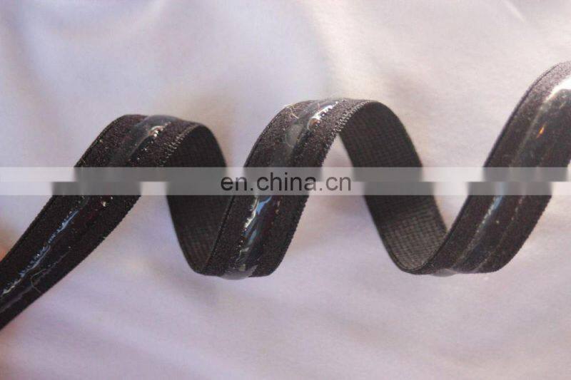 Black Silicone satin lingerie bra strap stretch sewing elastic 1/2" wide