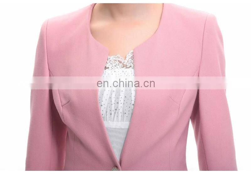Good Quality Slim Fit Single Button Wool Blend 2 Pieces Fashion Long Sleeve Womens Special Cutting Office Ladies Skirt Suit