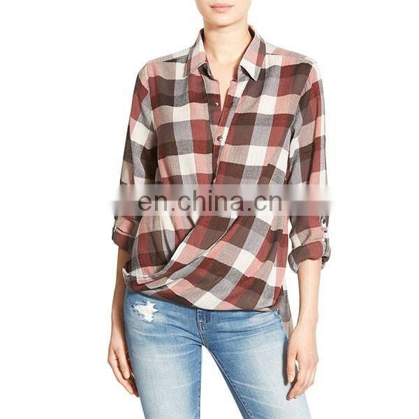 Wholesale women blouses & shirts Spread collar casual style long sleeve shirt