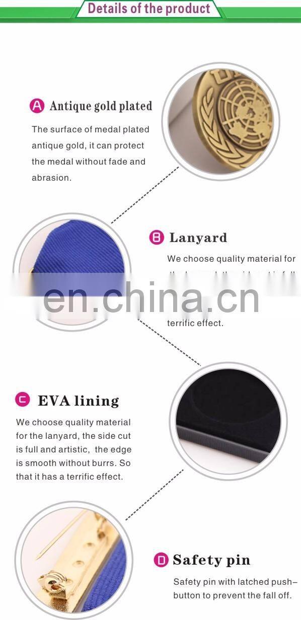 UN antique bronze cheap custom metal medal