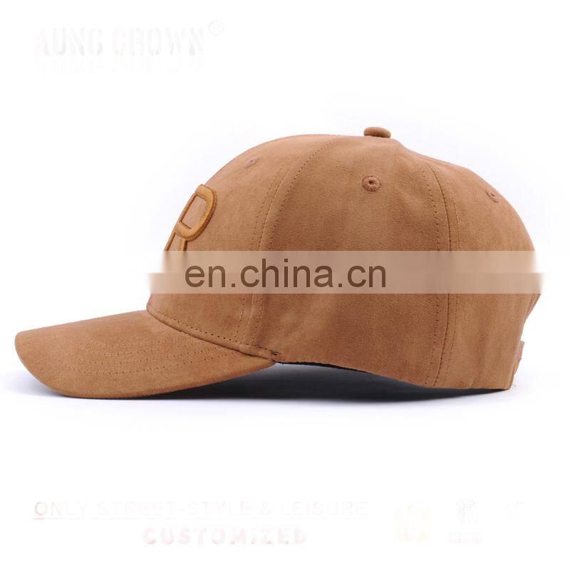 High Quality Custom Embroidery 6 Panel Suede Baseball Cap