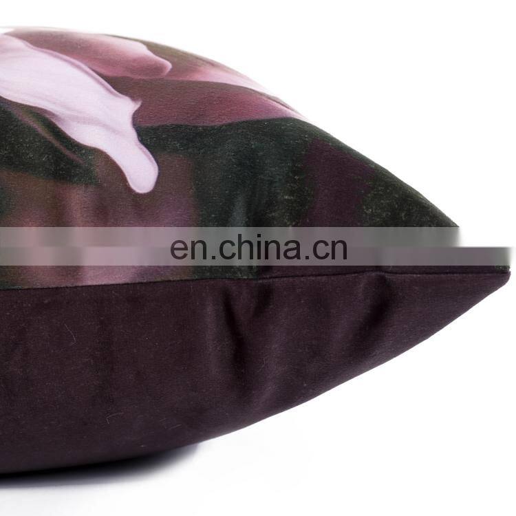 Home Decor Square 18x18 Inches Pillow Case Black and purple Flowers Vintage Style Watercolor Decorative Pillowcase