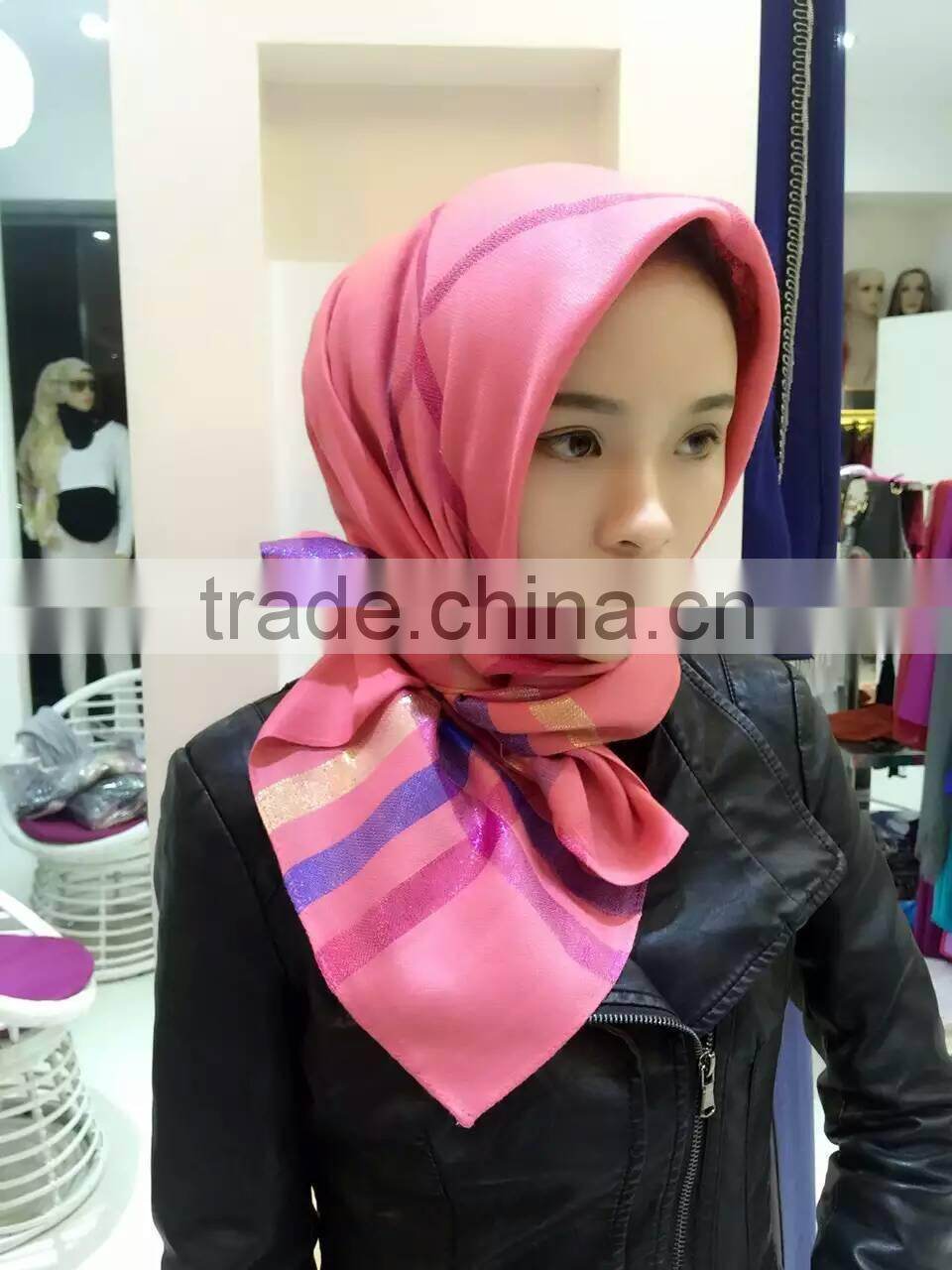 NEW 2016 90*90cm golden line muslim square scarf
