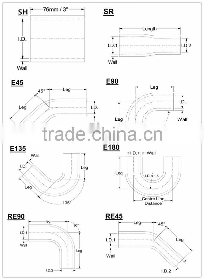 10 years experience high performance silicone charge air hose