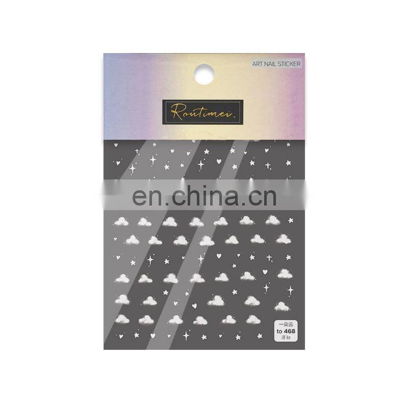Hot Sell Ins FB Star Rainbow Cloud Japanese Nail Art Stickers 2 Designs Semi Self-Adhesive Nail Art 3D Decoration Sticker