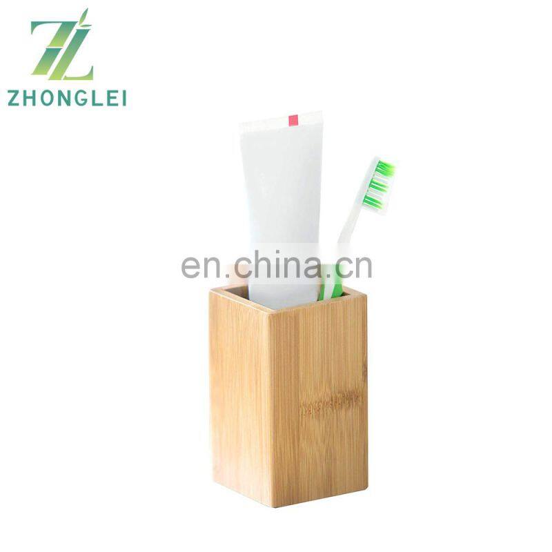 Bamboo Square Toothbrush Holder, Natural Design For storing toothbrushes and toothpaste