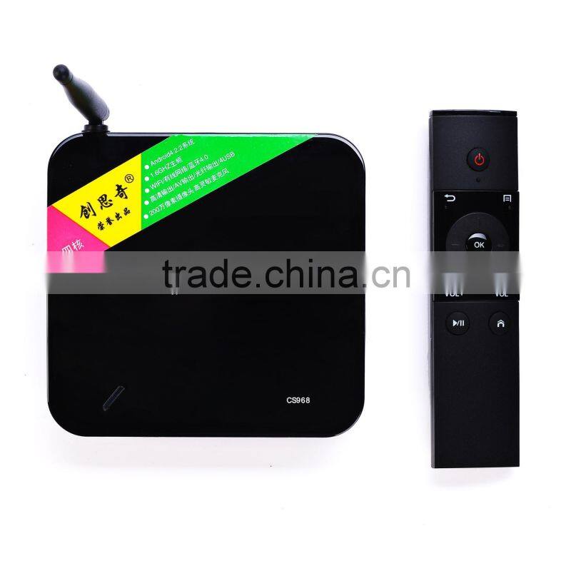 2013 Hot selling! RK3188 android 4.2 quad core tv box cs968 tv box with camera