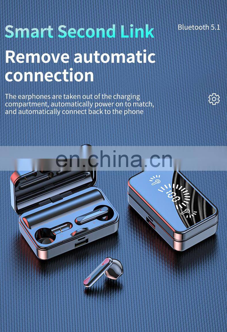 2021 New Mirror H8 TWS Wireless earbuds Mini Earphone 2000mAh LED Display Headset earphone Noise Canceling Gaming Headphones