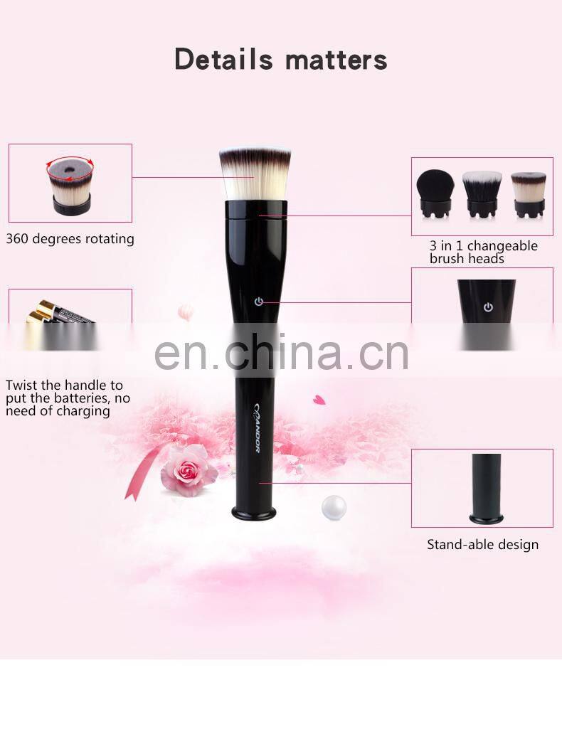3 in 1 Electric Waterproof Facial cleansing rotating Makeup Brush Foundation Brush Cosmetic Tools for Skin care