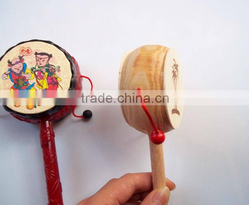 kids toy rattle drum, custom logo print hand drum, Chinese traditional tambourine