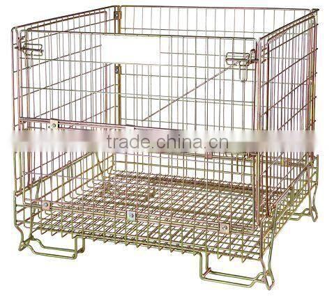 Industrial stackable foldable storage metal wire mesh cage container