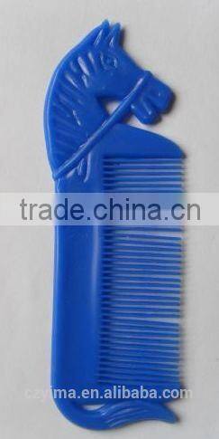 Plastic horsehead mane comb for cleaning