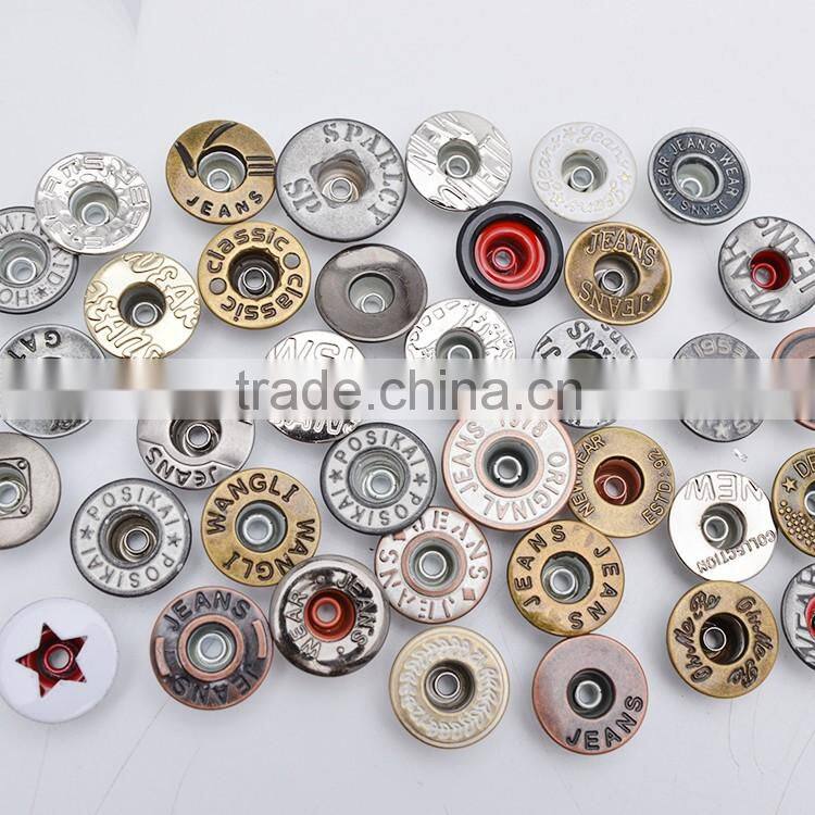 Quality Decorative Gold Metal Rivet Brand Logo Jeans Button