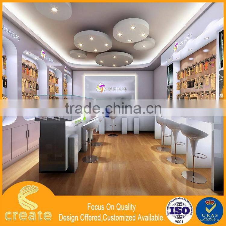 Promotional glass store mobile phone display showcase cabinet for cell phone accessory display in mall kiosk