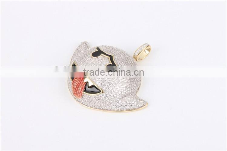 Hip hop style jewelry funny face pendant 925 silver micro setting high polish