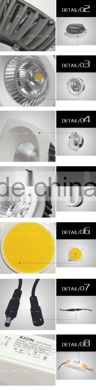 New design led downlight 24w anti-glare downlight reflector downlight 9w 16w 24w
