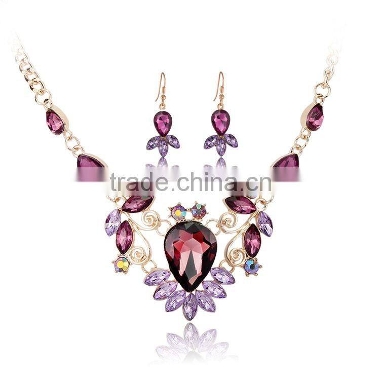 Jofo Brand 2016 Latest Popular Lady Alloy Blue Crystal Jewelry Set For Women and Lady